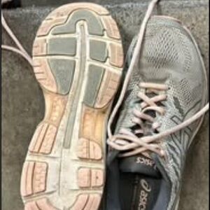 Asics Gray and Pink Athletic Shoes with Cushioned Support